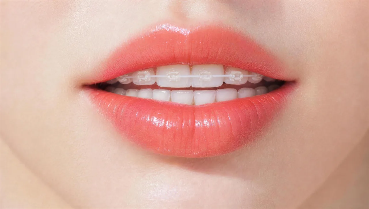 Aurora's smile with ceramic braces